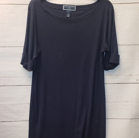 Karen Scott Cotton Cuffed-Sleeve Dress (M) - Picture 1 of 9